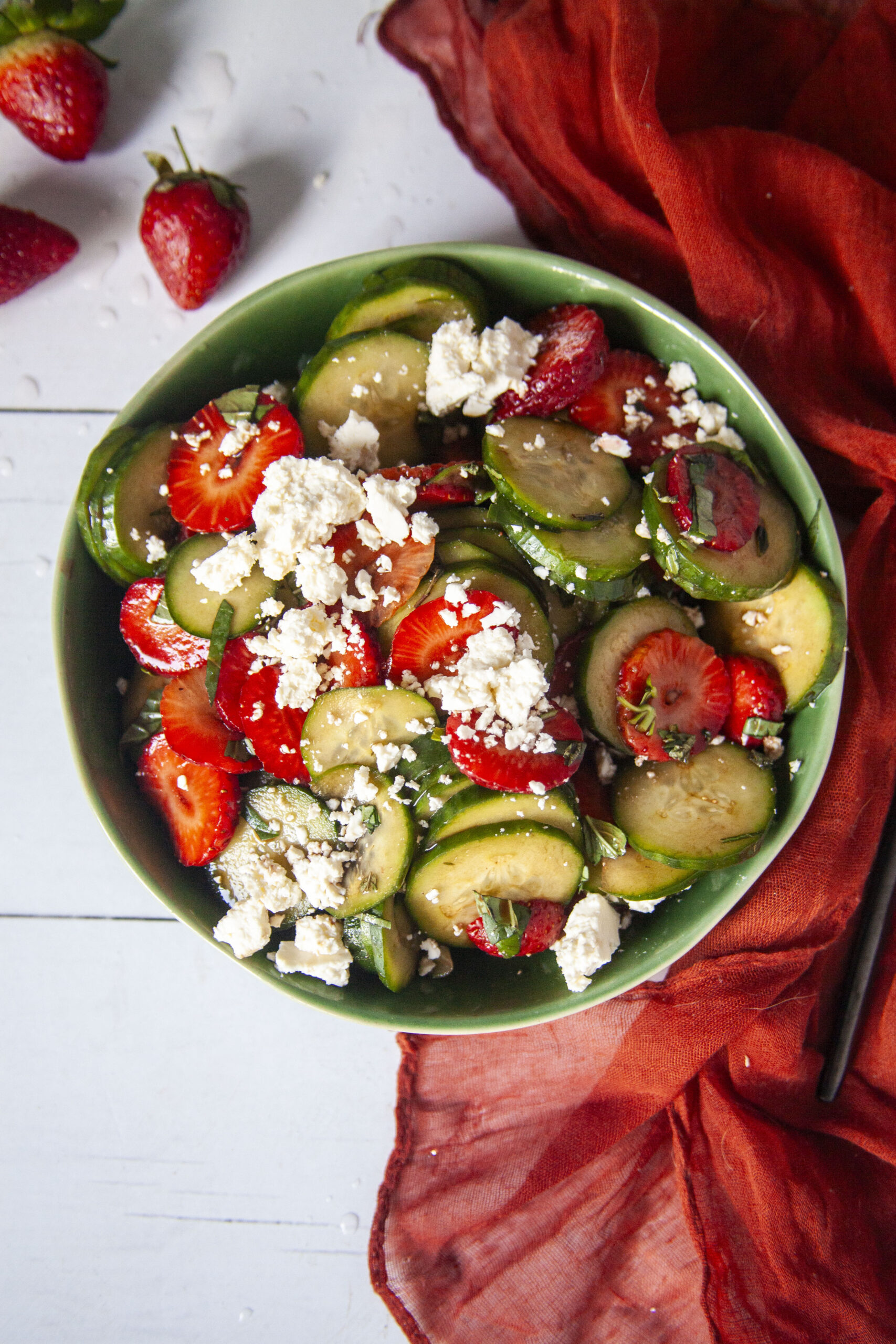 Cucumber Salad with Strawberries and Feta