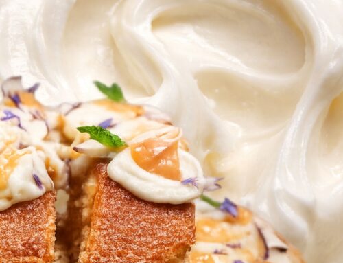 Coconut loaf with guava and lime curd